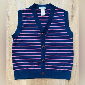 Janie and Jack Boys Salmon Navy Blue Striped Sweater Vest with Buttons Size 4